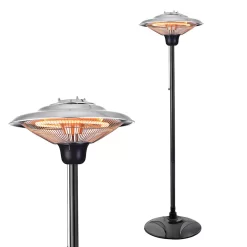 1500 Watt Floor Standing Carbon Element Patio Heater, Silver