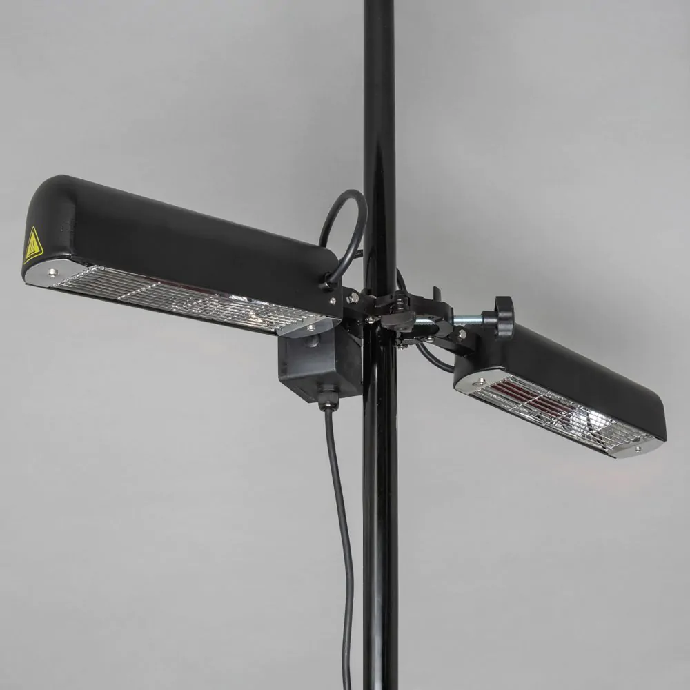 1600 Watt Twin Lamp Outdoor Parasol Radiant Heater, Black - Image 4