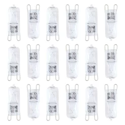 18 Pack Of 18 Watt G9 Eco Halogen Light Bulbs, Clear