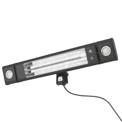 1800 Watt Rectangle Outdoor Wall Radiant Heater With 2 LED Lights, Black