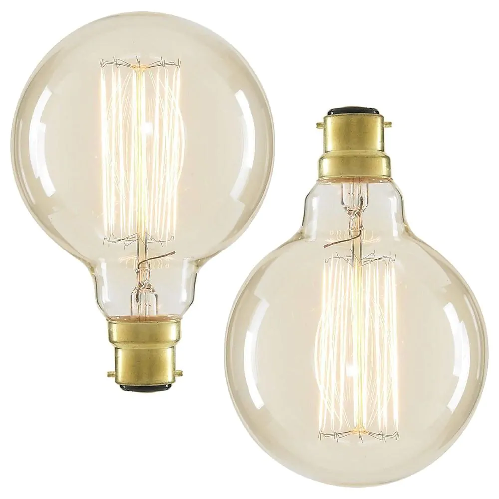 2 Pack Of 40 Watt BC B22 Vintage Filament Globe Bulb, Clear - Image 2