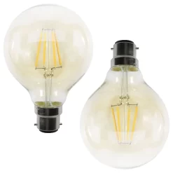 2 Pack Of 4W LED BC B22 Vintage Filament Globe Bulb, Tinted