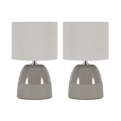 2 Pack Of Western Glaze Table Lamps With Shade, Grey