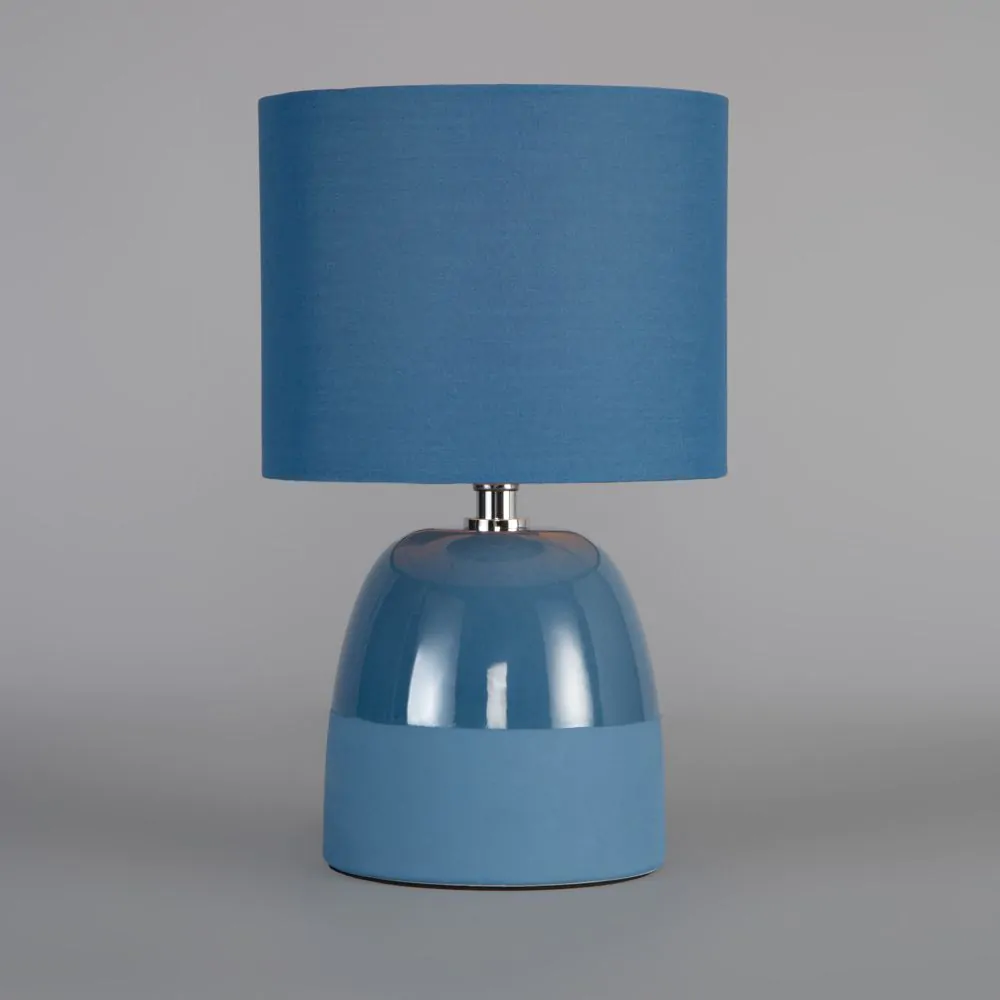 2 Pack Of Western Glaze Table Lamps With Shade, Blue - Image 3