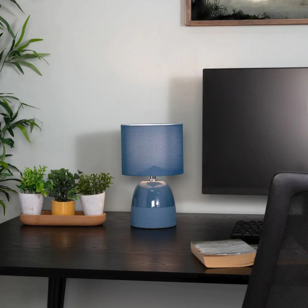 2 Pack Of Western Glaze Table Lamps With Shade, Blue - Image 2