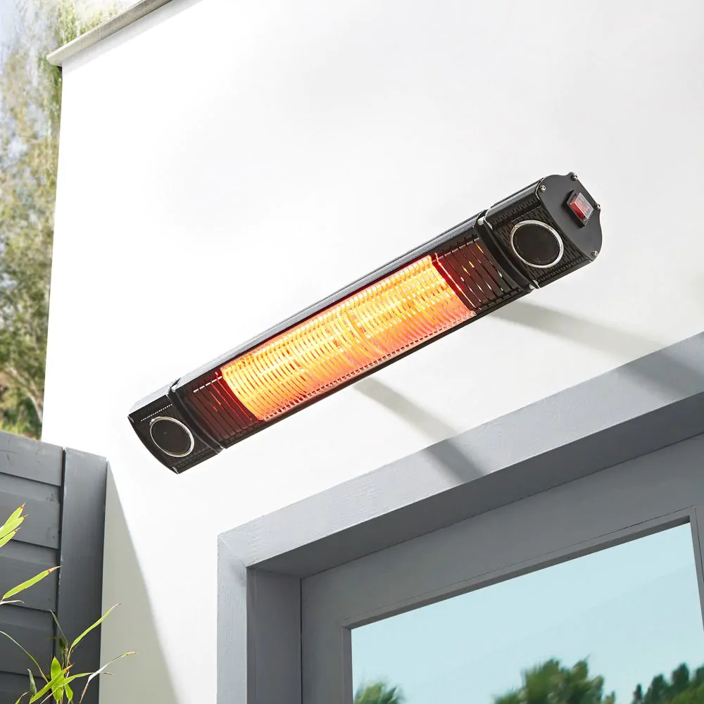 2000 Watt Outdoor Wall Radiant Heater With Wireless Speaker, Black - Image 2