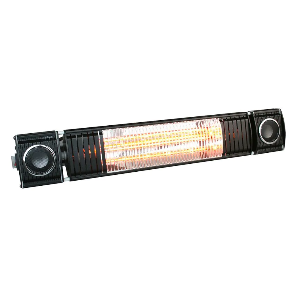 2000 Watt Outdoor Wall Radiant Heater With Wireless Speaker, Black
