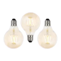 3 Pack Of 4W LED ES E27 Vintage Filament Globe Bulb, Tinted