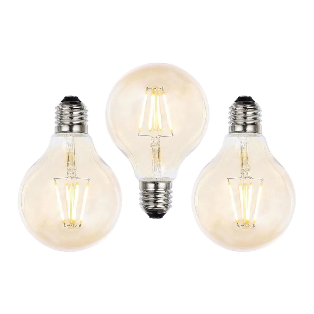 3 Pack Of 4W LED ES E27 Vintage Filament Globe Bulb, Tinted