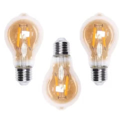 3 Pack Of 4 Watt LED E27 Edison Screw Vintage Filament Light Bulb, Gold Tinted
