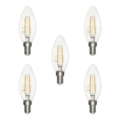 5 Pack Of 4W LED Vintage Style SES E14 Candle Light Bulb, Natural White