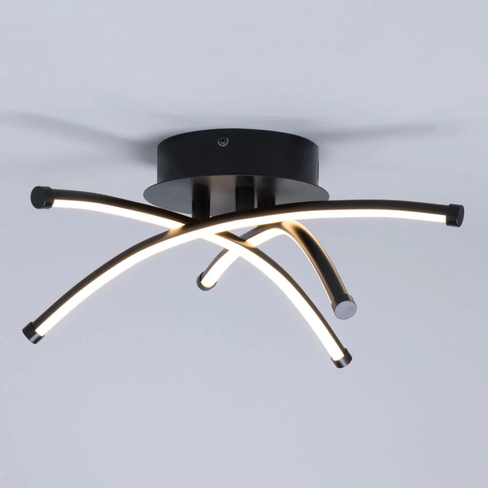 Aalto Cross Arms LED Flush Ceiling Light, Satin Black - Image 3