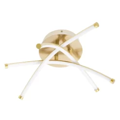 Aalto Cross Arms LED Flush Ceiling Light, Satin Brass