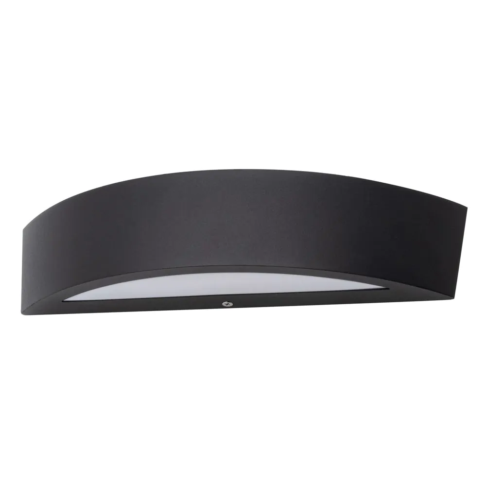Albie Outdoor Curved LED Up And Down Wall Light, Black