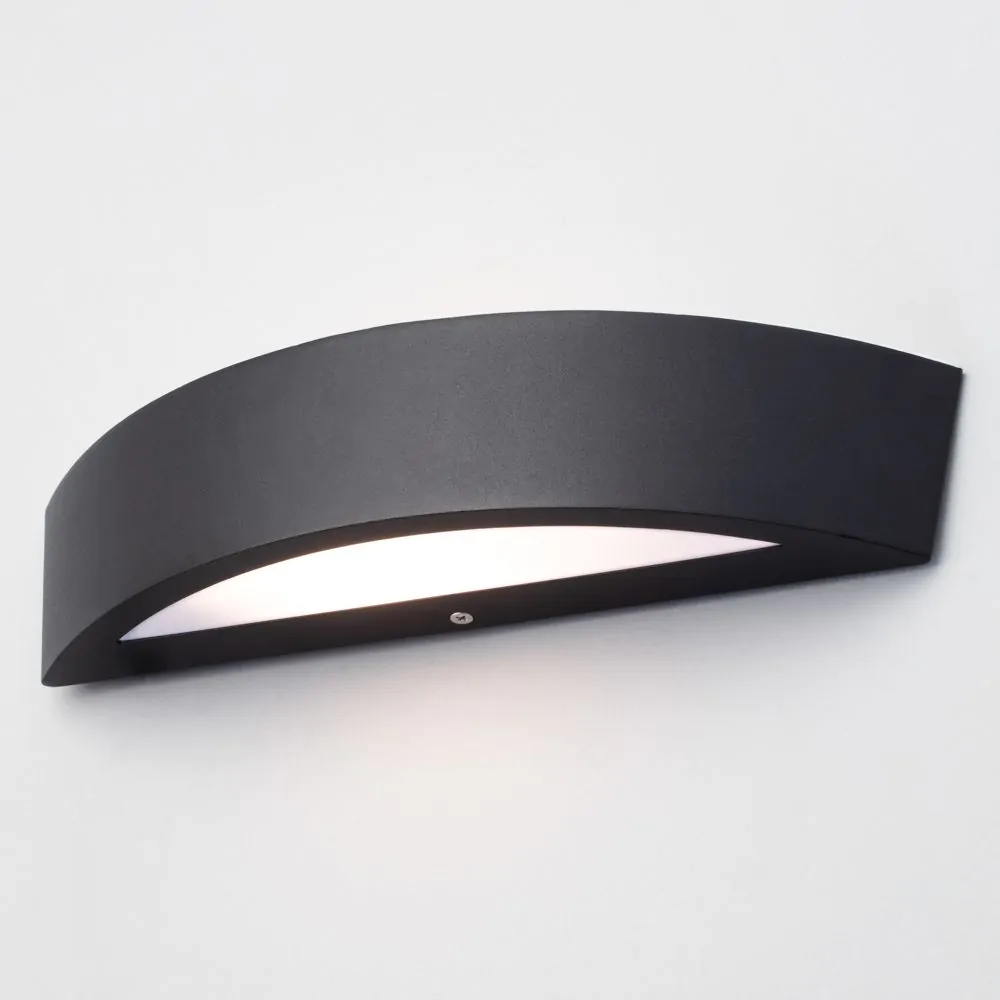 Albie Outdoor Curved LED Up And Down Wall Light, Black - Image 3