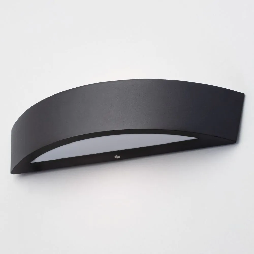 Albie Outdoor Curved LED Up And Down Wall Light, Black - Image 4