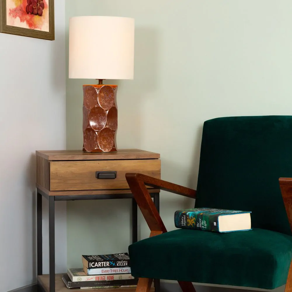 Alder Scalloped Table Lamp, Burnt Orange - Image 2