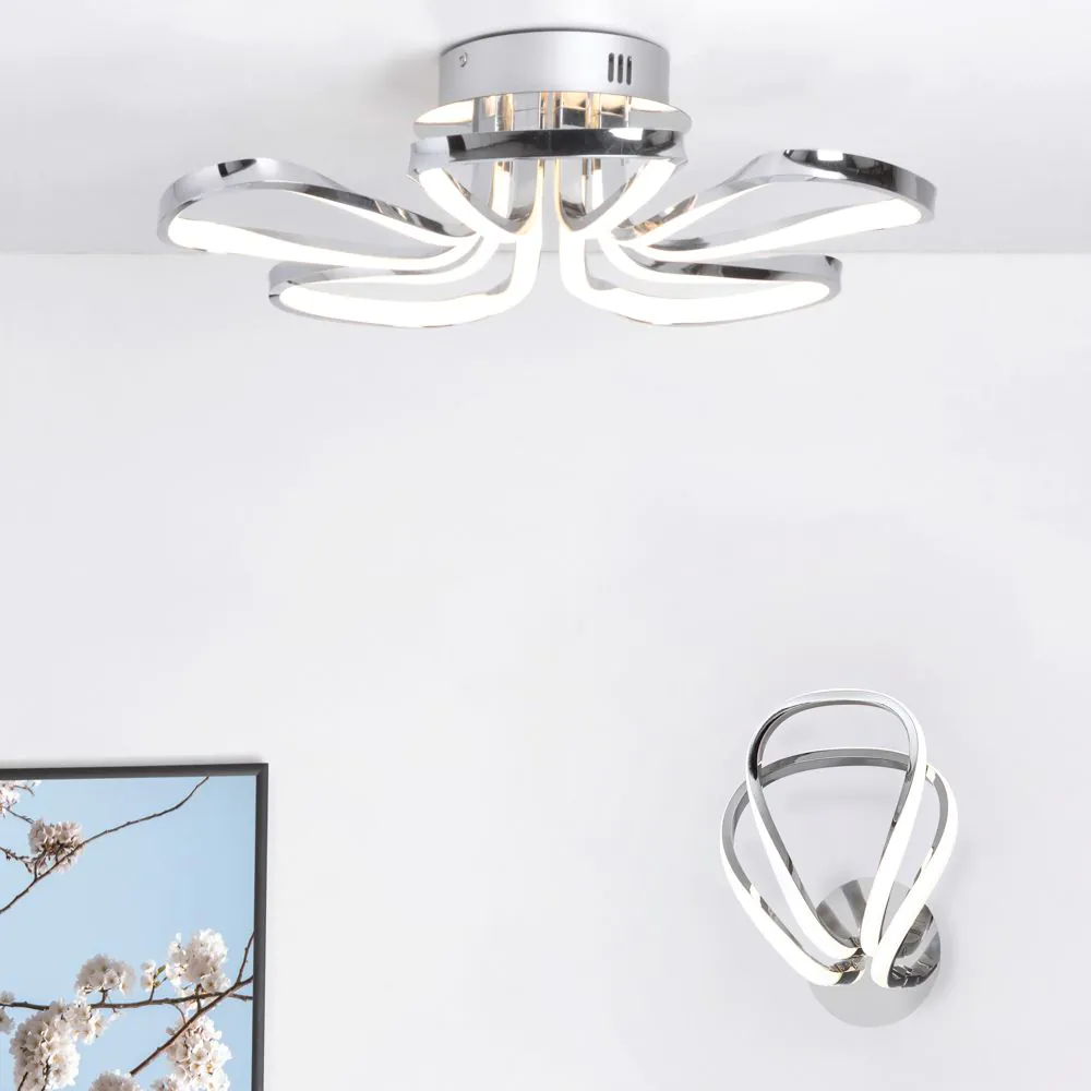 Alvar Overlapped Petals LED Wall Light, Chrome - Image 6