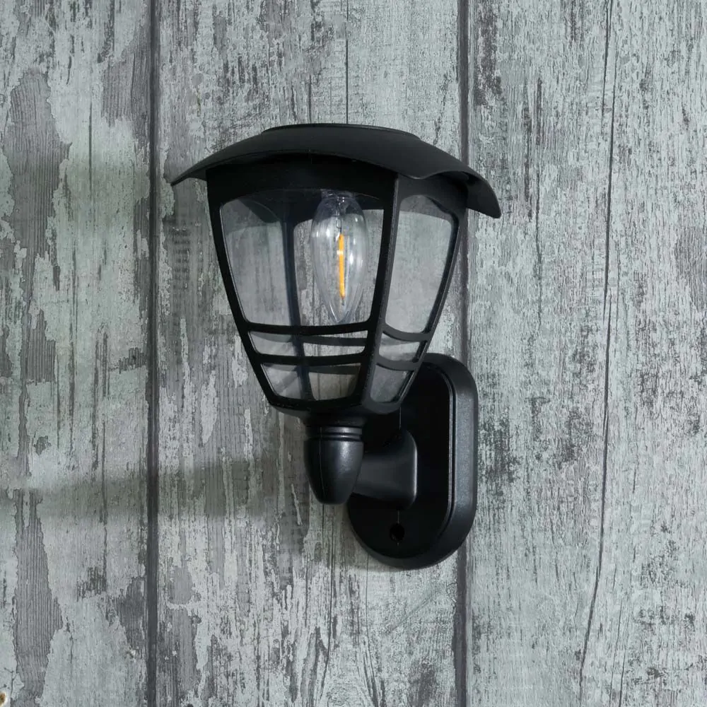 Alzir Outdoor LED Solar Wall Light, Black - Image 2