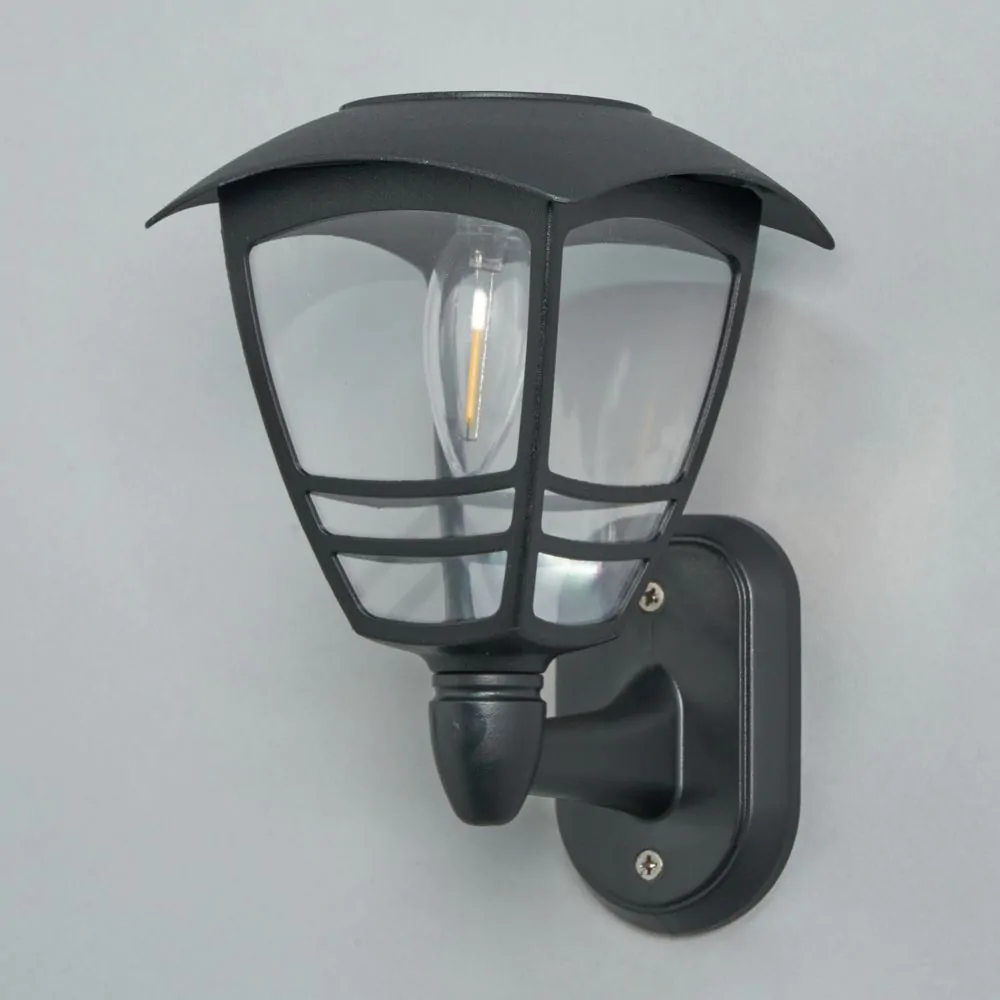 Alzir Outdoor LED Solar Wall Light, Black - Image 4