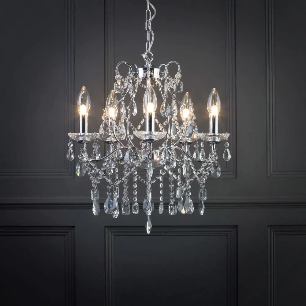 Annalee 5 Light Large Chandelier, Chrome - Image 3