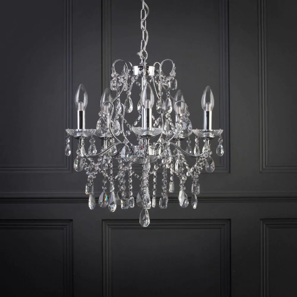 Annalee 5 Light Large Chandelier, Chrome - Image 4