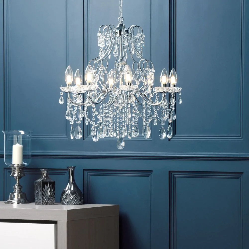 Annalee 8 Light Chandelier, Chrome - Image 2