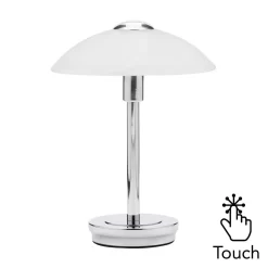 Archie Touch Lamp, Chrome And Alabaster