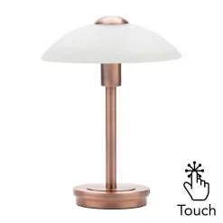 Archie Touch Lamp, Antique Brushed Copper And Alabaster