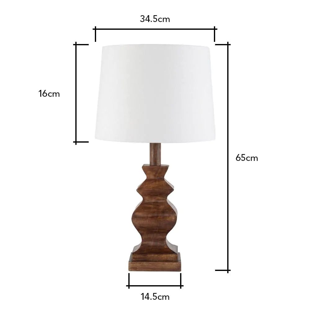 Henlock Wooden Table Lamp With White Shade, Walnut - Image 6