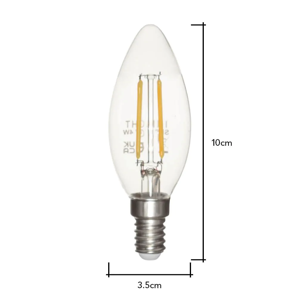5 Pack Of 4W LED Vintage Style SES E14 Candle Light Bulb, Natural White - Image 3