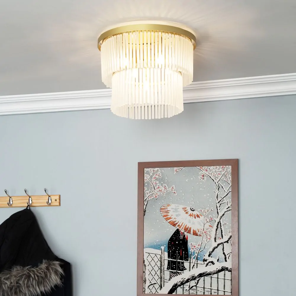 Aubrey Tiered Flush Ceiling Light, Brass - Image 2