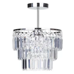 Aurora 3 Light Crystal Bar Semi Flush Ceiling Light, Chrome