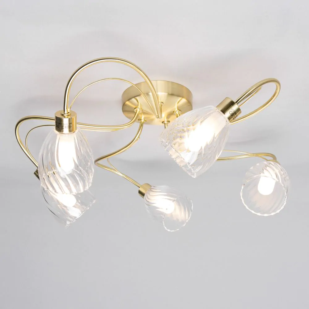 Arya Tangle Flush Bathroom Ceiling Light, Satin Brass - Image 3