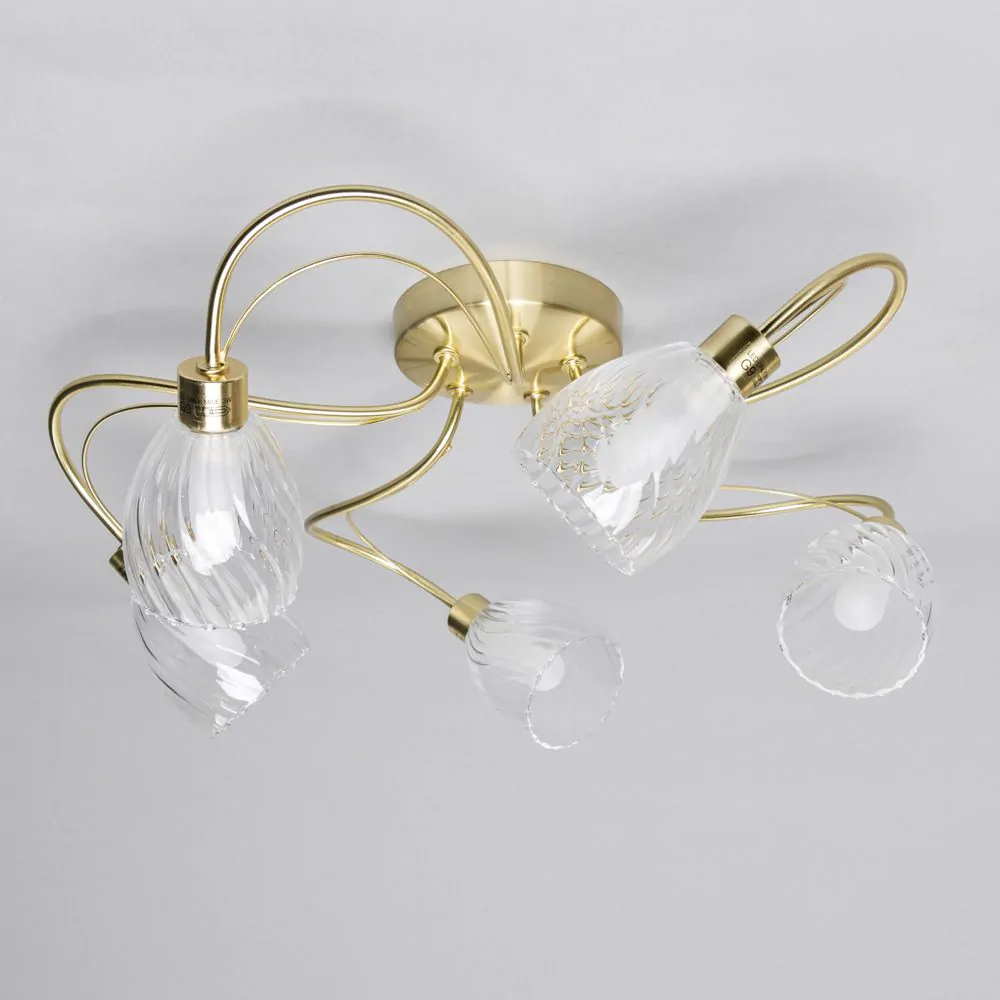 Arya Tangle Flush Bathroom Ceiling Light, Satin Brass - Image 4