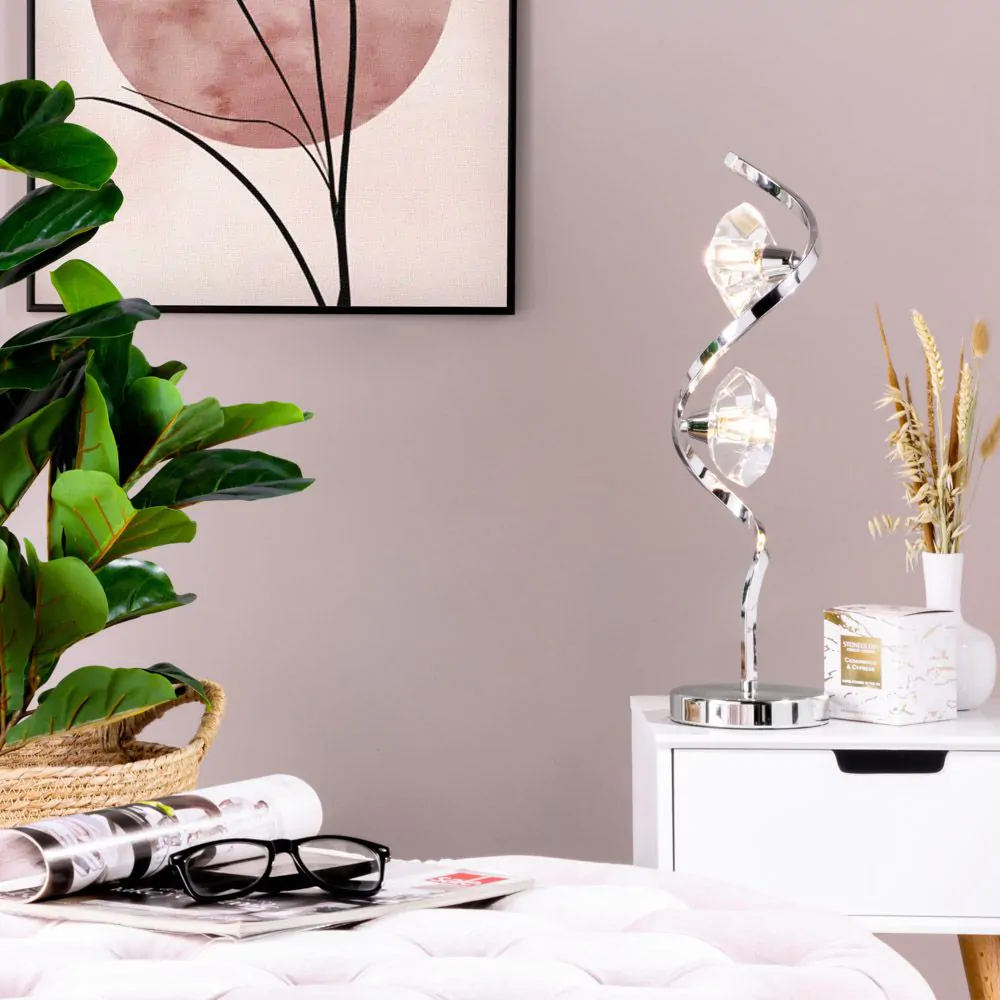 Bella Wavy Table Lamp, Chrome - Image 2