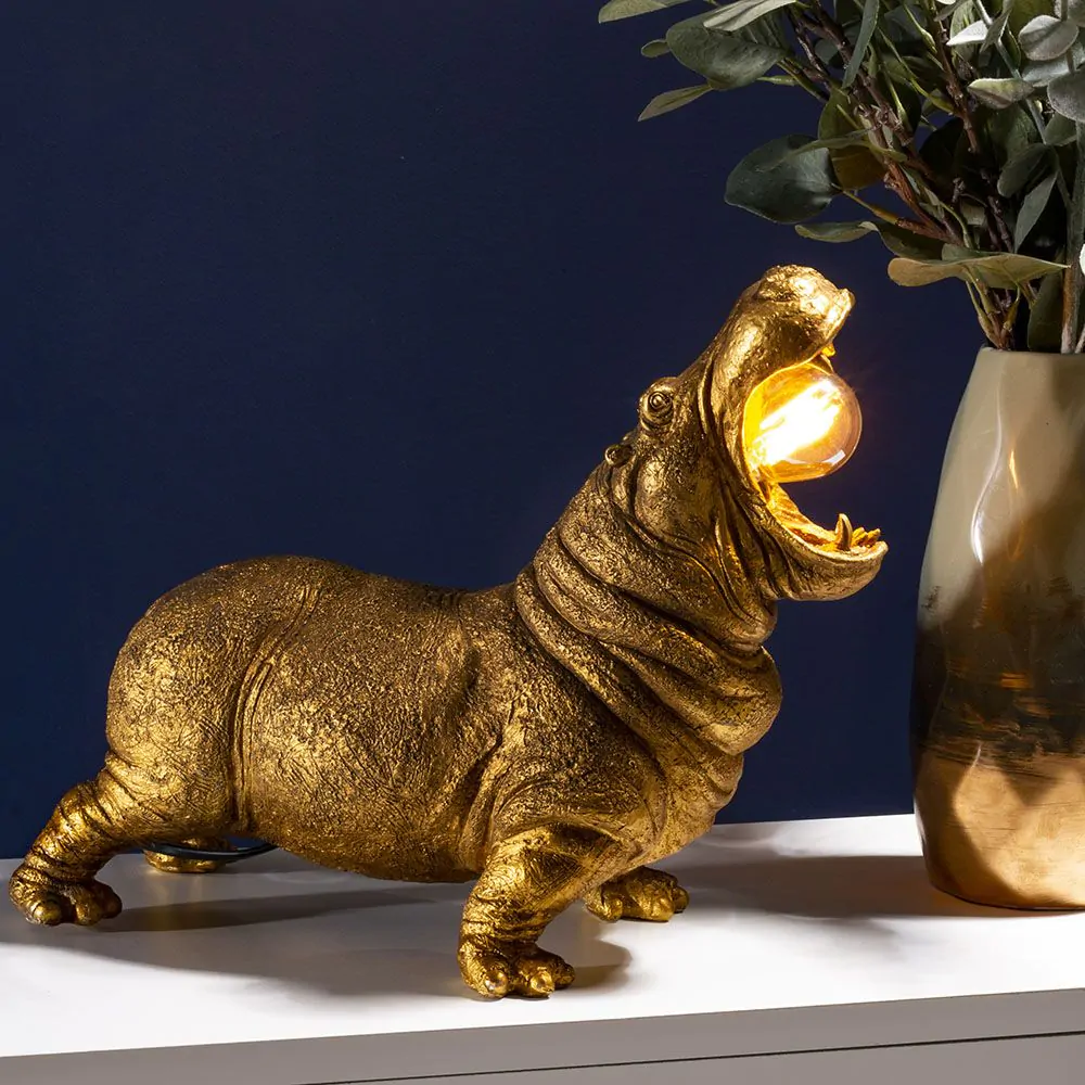 Bernard Hippo Table Lamp, Matte Gold - Image 2