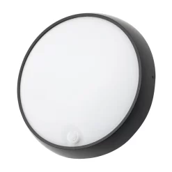 Bigton 15 Watt LED Outdoor Round Bulkhead With PIR Sensor, Black