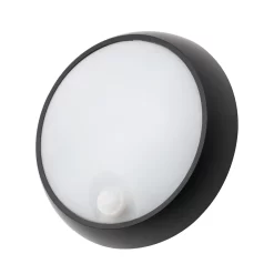 Bigton 8 Watt LED Outdoor Round Bulkhead With PIR Sensor, Black