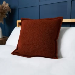 Boucle Cushion With Flange Edge, Terracotta