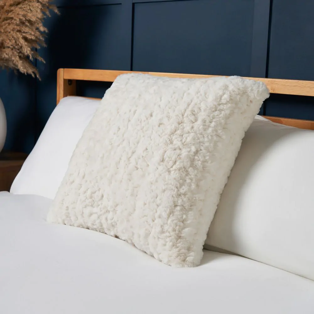 Boucle Faux Fur Cushion, Cream
