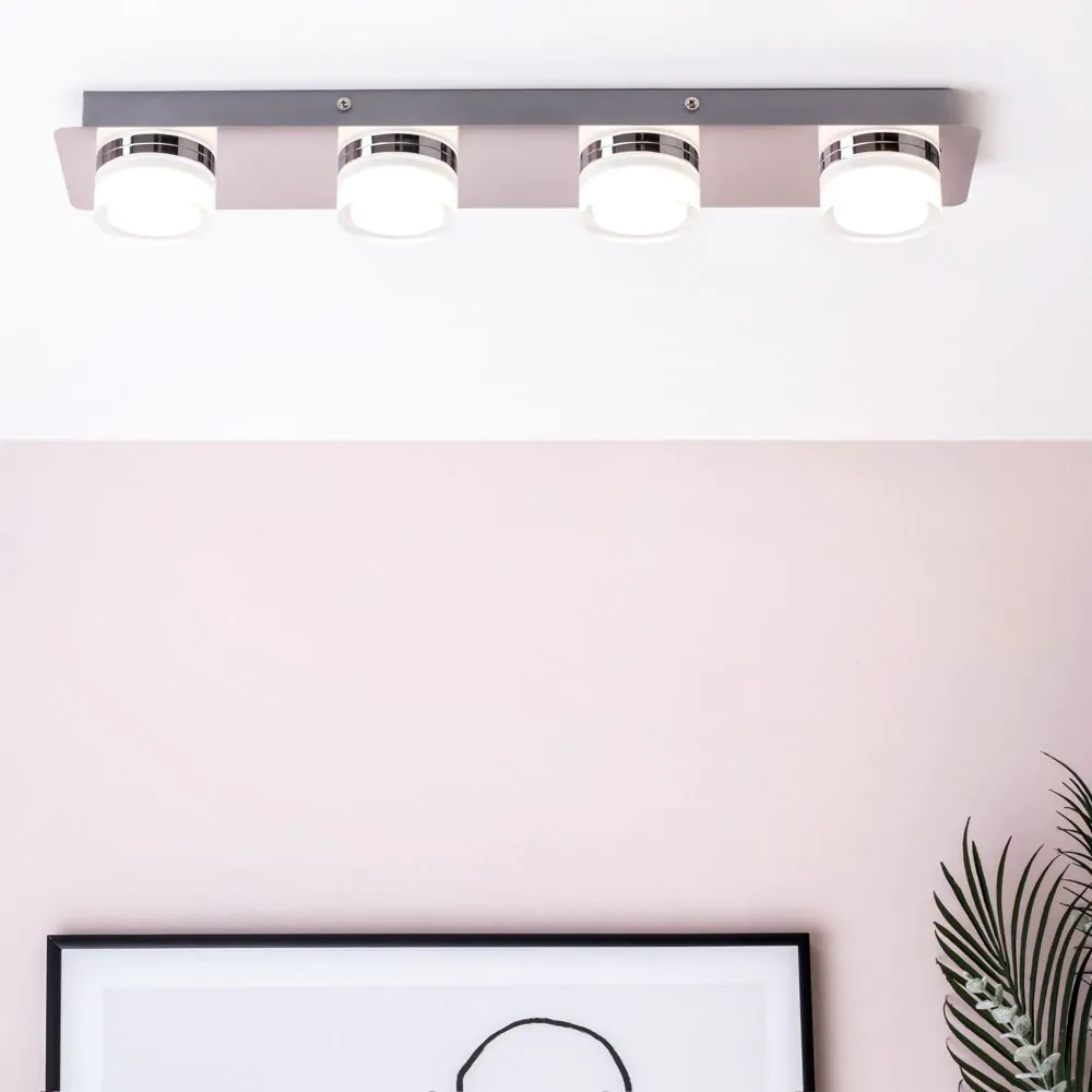 Brooke LED Bathroom Ceiling Spotlight Bar, Chrome - Image 2