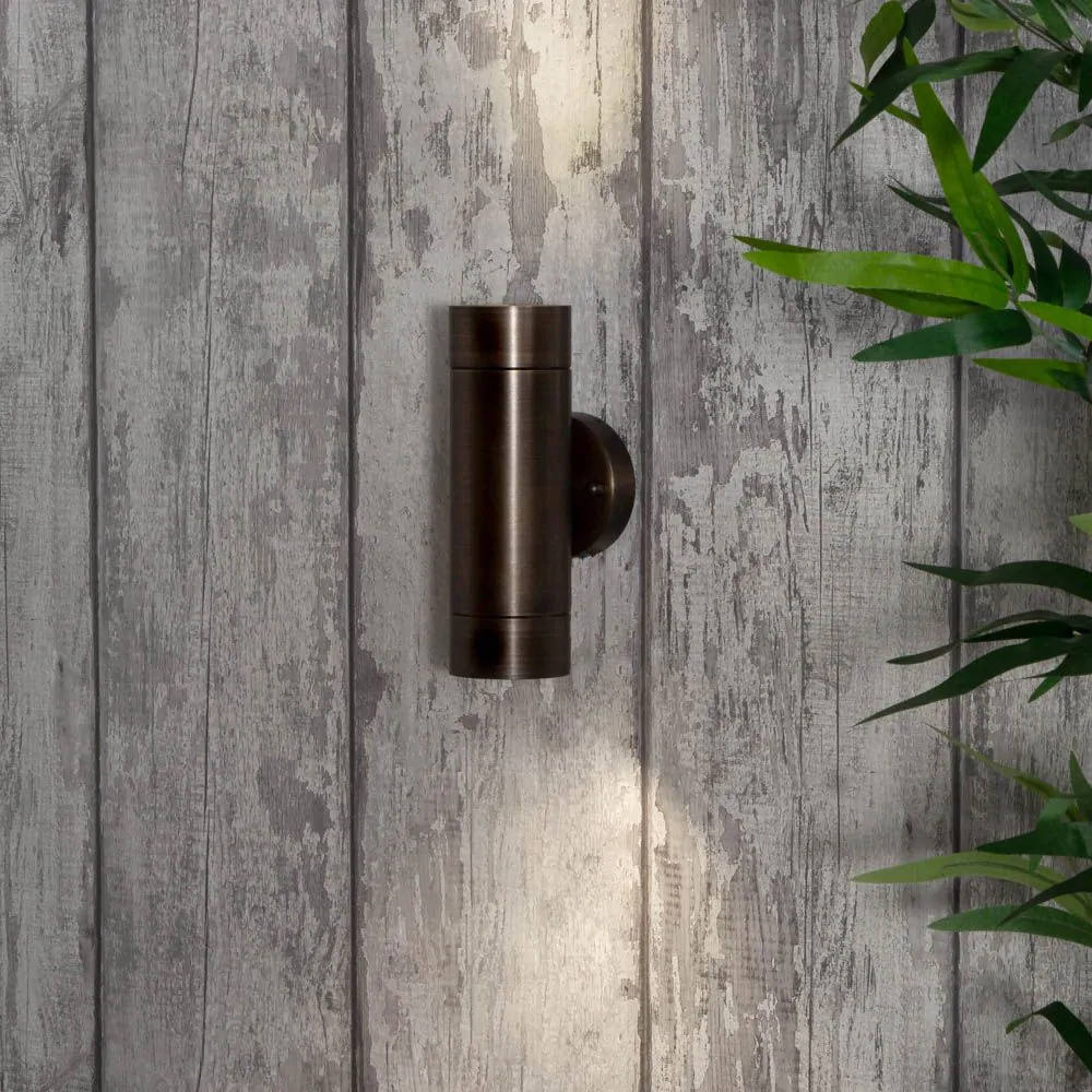 Bruce Solid Brass Outdoor Up & Down Wall Light, Antique Bronze - Image 2