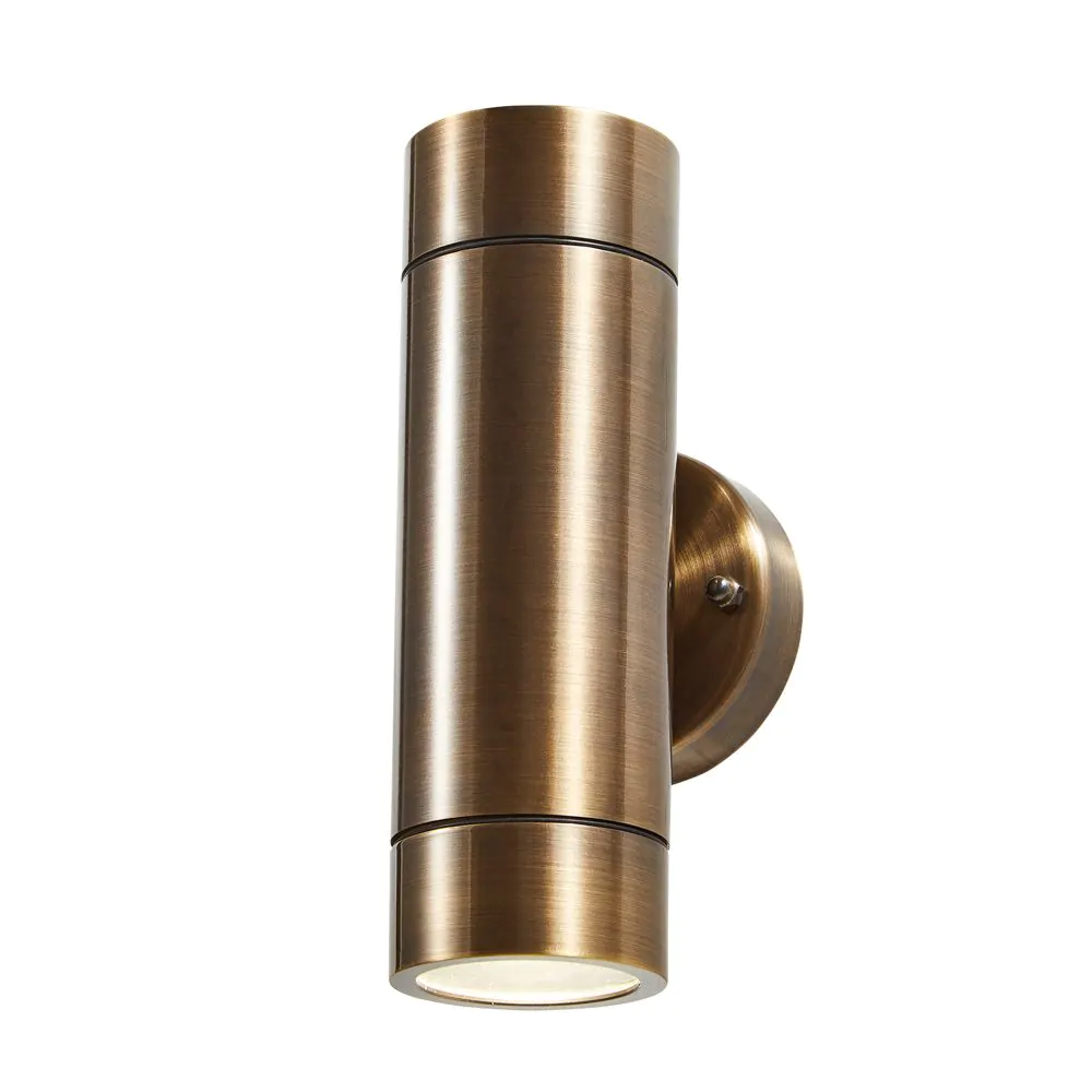 Bruce Solid Brass Outdoor Up & Down Wall Light, Antique Bronze