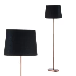 Bryant Oval Floor Lamp With Black Shade, Copper