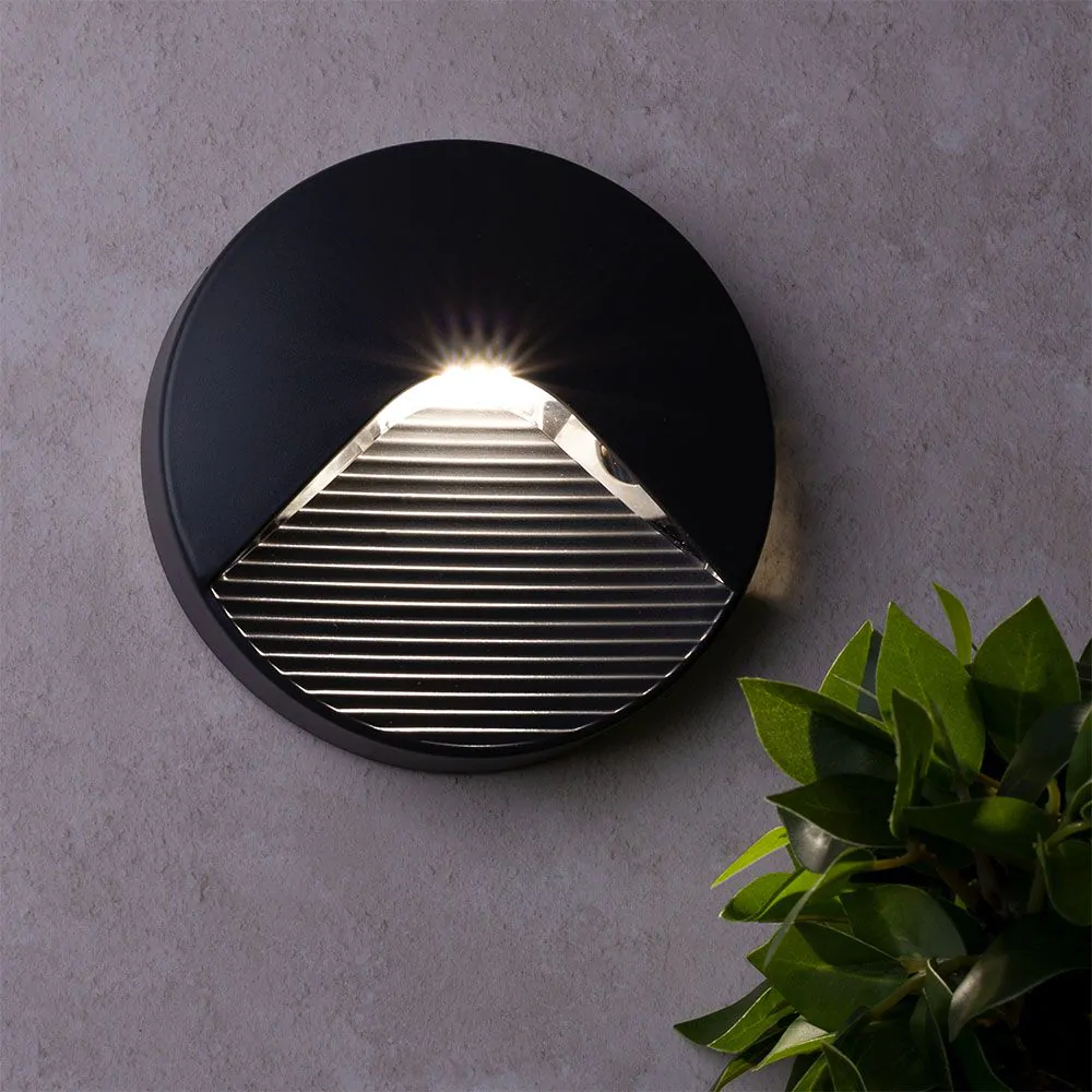 Burray LED Round Surface Brick Wall Light, Anthracite - Image 2