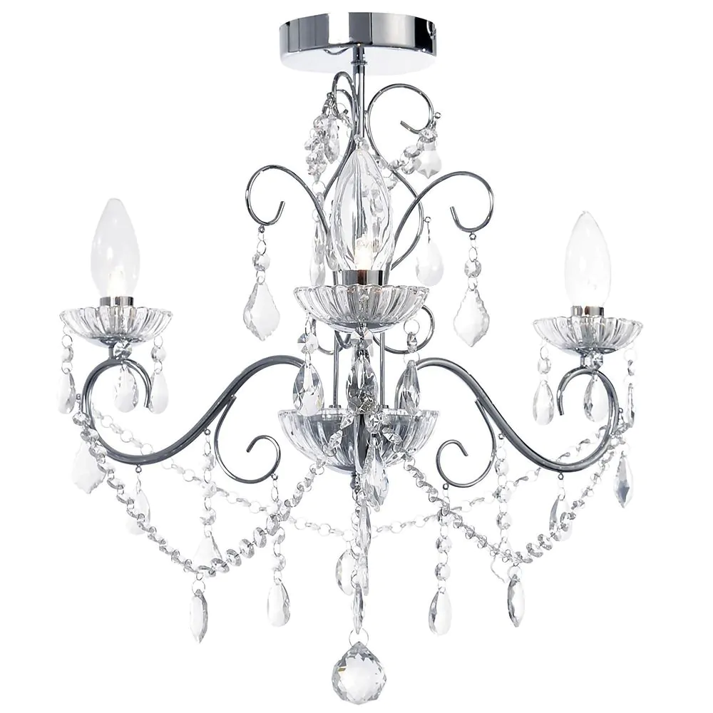 Daphne 3 Light Bathroom Chandelier, Chrome