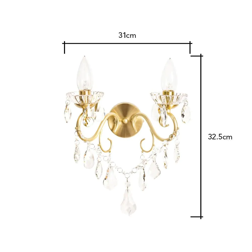 Daphne Bathroom Wall Light, Satin Brass - Image 9