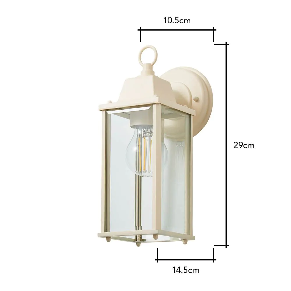 Lille Outdoor Bevelled Glass Wall Light Lantern, Ivory - Image 6