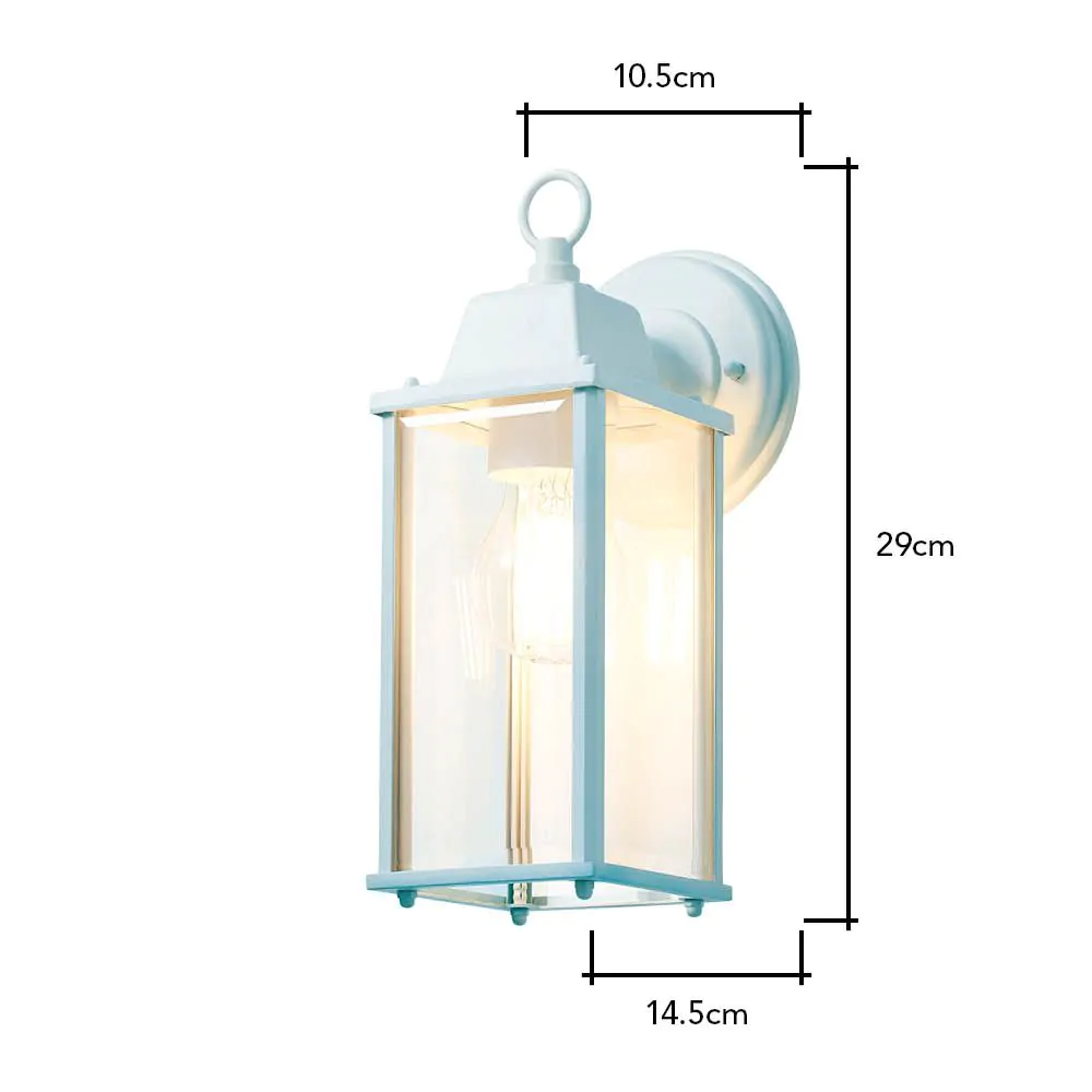 Lille Outdoor Bevelled Glass Wall Light Lantern, Pale Blue - Image 6